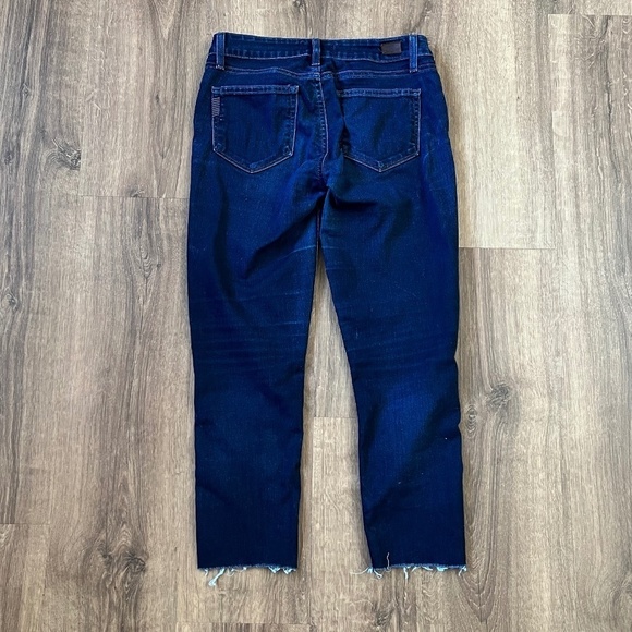 Paige Peg Super Skinny Dark Wash Raw Hem Sz 27 - Picture 11 of 11
